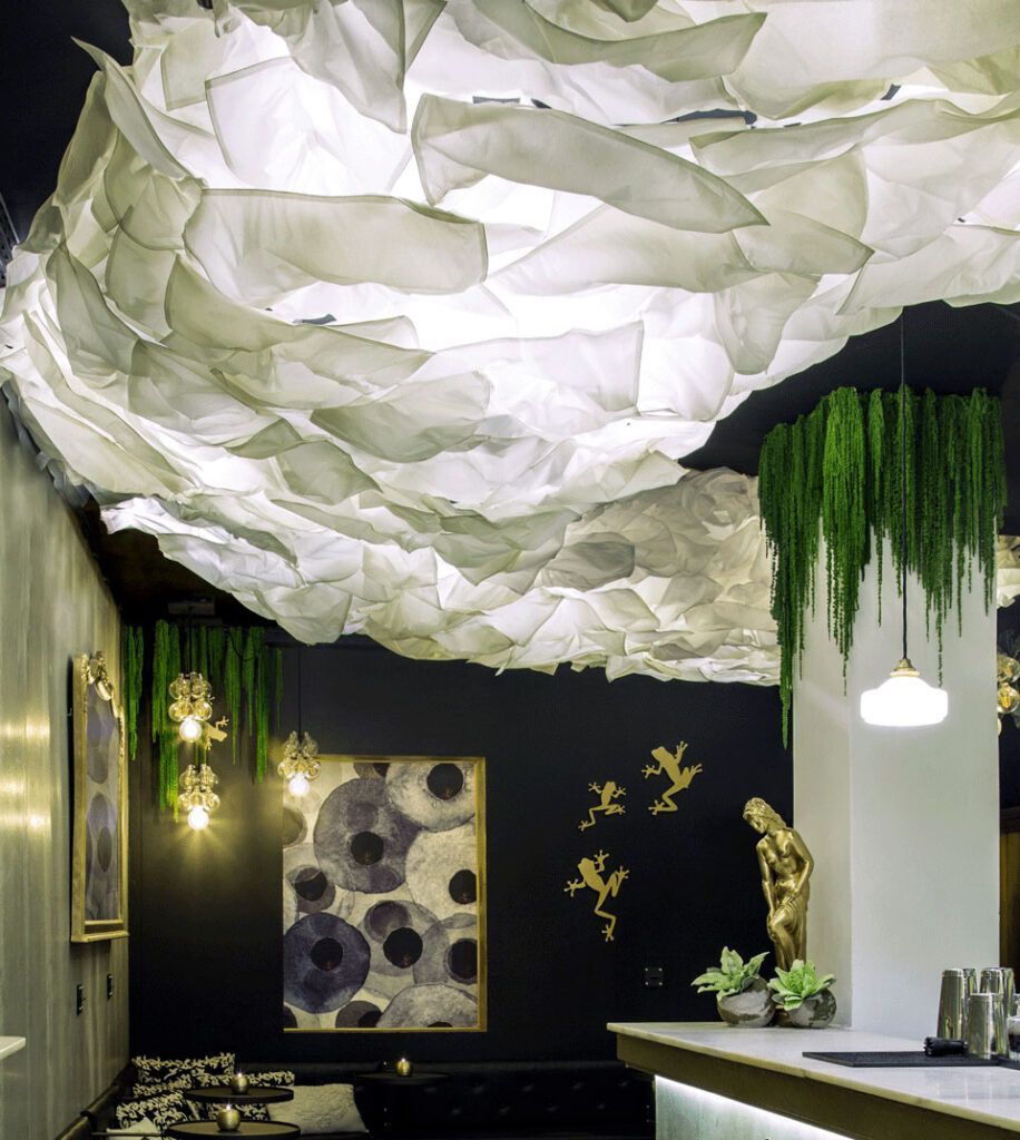 Lampara gigante de papel plantas de interior. Plantas preservadas
